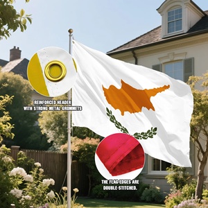 Bandera de Chipre Personalizada al por Mayor, 90x150cm, Bandera Nacional de Chipre con Mapa Blanco y Rama de Olivo, Impresión Digital, Poliéster 100D - Product Image 4