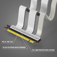 Câble Riser PCIE5.0 Haute Vitesse 16X avec Connecteur Mâle-Femelle à 180 Degrés, Câble Riser GPU X16 Flexible en Stock