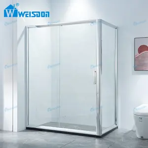 Weisdon फैक्टरी प्रत्यक्ष बिक्री बाथरूम एल्यूमीनियम मुक्त खड़े फंसाया टेम्पर्ड ग्लास फिसलने कमरे में स्नान