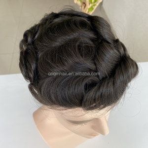 Stock Toupet da <span class=keywords><strong>Uomo</strong></span> In Pronta Consegna con Attaccatura Naturale Base in PU Hollywood e Pizzo Svizzero Protesi Capillare in Capelli Indiani per <span class=keywords><strong>Uomo</strong></span> - Product Image 3