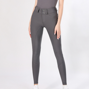 Pantaloni da Equitazione Aderenti da Donna di Alta Qualità con Bottone e Grip Integrale in Silicone per Ippica e Corsa - Product Image 1