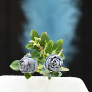 Kunstblumen-Blumentöpfe Premium im Freien weiß mit hellblau