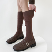 Chaussettes japonaises style JK pour femmes, en coton, côtelées, fines, amincissantes, respirantes, mi-mollet, pour dames