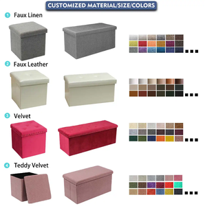 Faux Leather Folding <strong>Storage</strong> Ottoman for Bedroom Home Furniture Stool <strong>Pouff</strong> Factory Direct - Product Image 5