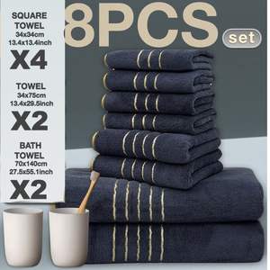 Ensemble de serviettes en polaire corail très vendu, 8 pièces, douces et absorbantes, pour le <span class=keywords><strong>bain</strong></span> et le visage - Product Image 6