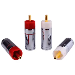 High Quality DIY 9mm Silver Plated Hollow Pin RCA Coaxial Jack Audio Brass Copper RCA Plug Audio Connector