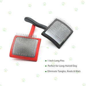 カスタムロゴウッドハンドル1インチロングピンペットヘアグルーミングスリッカーブラシ犬と猫用 - Product Image 4