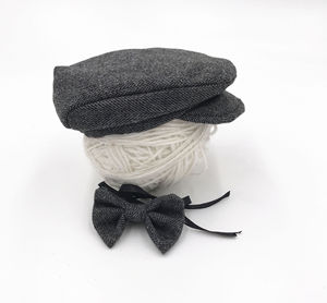 Oggetti di scena fotografici neonati cappello a cilindro bambino gentiluomo papillon + berretto da baseball cappello fotografia per bambini - Product Image 4