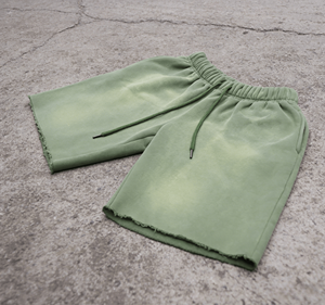 Pantalones Cortos de Algodón French Terry para Hombre, con Cordón Largo, Estilo Vintage, Desgastados, con Gráficos Personalizados, Lavado Ácido - Product Image 4