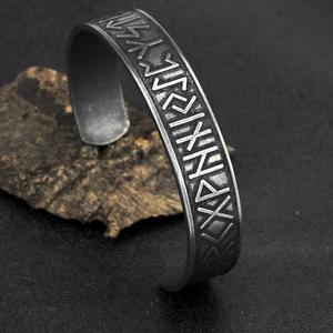 Pulsera de acero inoxidable para hombre de estilo retro nórdico, brazaletes de moda con texto <span class=keywords><strong>Runa</strong></span> vikingo antiguo - Product Image 3