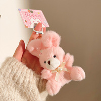 Porte-clés en peluche lapin et ours, design doux et moelleux, animal mignon, matériau sûr, pour pendentif de sac, vente en gros, supermarché