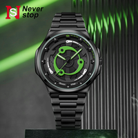 Jam Tangan Pria NS Never Stop N944 Model Roda Berputar, Modifikasi Fashion Kasual, Laris Manis, Bahan Stainless Steel, Tahan Air, Quartz