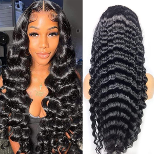 Perruque transparente complète 13*4 5x5 4x4, cheveux malaisiens vierges 100% naturels, couleur naturelle, Remy <span class=keywords><strong>Hair</strong></span> 12A, 12-30 pouces - Product Image 3