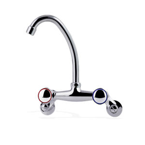 <span class=keywords><strong>Robinet</strong></span> de cuisine mural moderne à double poignée <span class=keywords><strong>Robinet</strong></span> d'évier classique en laiton inoxydable de 5/6/8/10/12/14 pouces Nickel brossé - Product Image 5