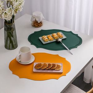 PU Leather Placemat <b>Waterproof</b> Oil-Proof Table Mat Style Simple Heat Mat Home Dinning Table Decoration Mat - Product Image 3