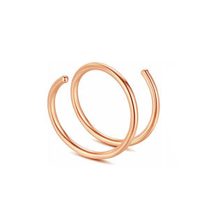 Joyería corporal de moda Cartílago de La Oreja Piercing de fosa nasal Anillo de aro <span class=keywords><strong>doble</strong></span> Anillo de nariz espiral chapado en oro - Product Image 5