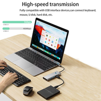 Hub 9 en 1 avec bouton d'arrêt de l'écran, station d'accueil 4K 60Hz pour ordinateur portable, charge PD, lecteur de carte USB 3.0 TF/SD, adaptateur Type-C vers HDTV