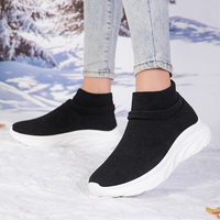 Bottes mi-montantes à enfiler pour femme, à semelle épaisse et plateforme, pour l'hiver/l'automne - Chaussures de marche douces, chaudes, confortables et résistantes aux chocs pour usage quotidien