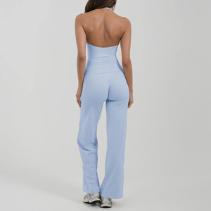 Set da Allenamento per Donna: Top Regolabile <span class=keywords><strong>con</strong></span> Schiena Aperta e Pantaloni a Gamba Larga, Leggings a Zampa per Fitness e Yoga - Product Image 6