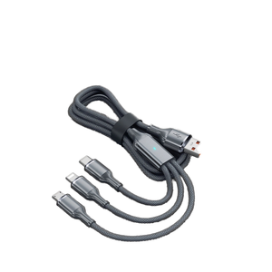 Câble de Recharge 3-en-1 de 2m pour Appareils Mobiles Intelligents USB Android, Charge Super Rapide 100W, <span class=keywords><strong>Fil</strong></span> Doré Tressé Type-C pour Imprimantes - Product Image 3