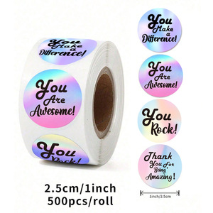 Rouleau d'étiquettes autocollantes rondes de remerciement, 500 pièces, 2,5 cm, imperméables, auto-adhésives pour l'emballage des petites entreprises - Product Image 4