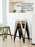 Tabouret de salle à manger moderne, style nordique minimaliste, design unique avec pieds en M, empilable, en plastique PP, gain de place, pour cuisine, café, salle d'attente