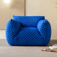 Vente directe d'usine Canapé de détente minimaliste italien une place - Canapé bleu avec rembourrage en éponge et tissu doux