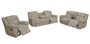 Ensemble de canapés inclinables 3 places en velours côtelé beige pour salon - Product Image 6