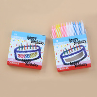 Lot de 24 bougies d'anniversaire en gros, à rayures colorées, non toxiques, écologiques, faites à la main, pour décorations de fête et de Pâques