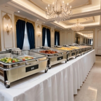 304 Edelstahl Restaurant Buffet Chafing Dish Volle Größe 9L Hydraulisch Elektrisch Manuelle Temperaturregelung 85-100°C Buffet