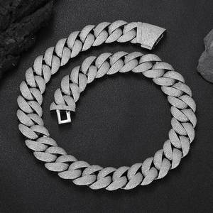 Collares de cadena cubana de lujo al por mayor con moissanita GRA VVS1 engastada en punta, de plata 925, estilo Hip Hop, que pasan la prueba del diamante según longitud - Product Image 5