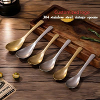 Sendok Makan Stainless Steel Retro 304, Panci Kecil Rumah Tangga, Sendok Makan Tebal, Sendok Bentuk Kepingan Salju