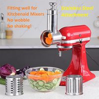 Accessoire de cuisine FavorKit pour robot culinaire KitchenAid : râpe à fromage, trancheuse et hachoir en acier inoxydable, compatible lave-vaisselle
