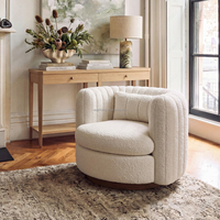 Fauteuil d'appoint pivotant moderne en bouclette, fauteuil de salon individuel rotatif rembourré pour salon et mobilier de maison