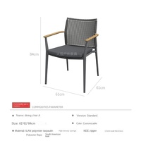 Ensemble de mobilier d'extérieur moderne et durable pour balcon, hôtel, salle à manger : table et chaises en aluminium, corde et teck