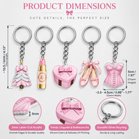 Gantungan Kunci Akrilik Custom Coquette Pink Bow Charm Set 5cm Balletcore Girly untuk Tas, Liontin, Hadiah, Grosir, OEM