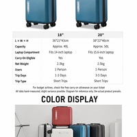Zhejiang personnalisé léger école de commerce 18 pouces multifonction Pc dame valise de voyage compagnie aérienne bagages d'embarquement avec roues