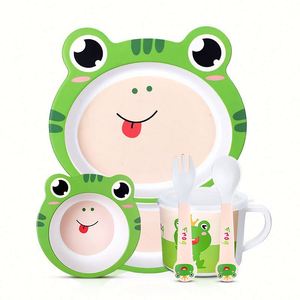 Ensemble de vaisselle écologique de haute qualité, assiettes en fibre de bambou, récipient alimentaire biodégradable pour enfants - Product Image 1