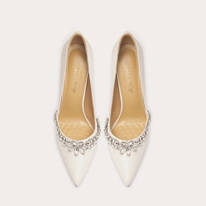 Escarpins Mary Jane en microfibre élégants et personnalisés nus avec super. Tête pointue talons fins décoration strass fermeture à enfiler - Product Image 4