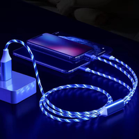 Cadeau de Noël, câble de charge LED 3 en 1, câble USB lumineux, micro USB, type C, câble LED 3 en 1 pour téléphones mobiles, iPhone