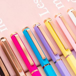 New Hexagonal Ball Wholesale Simple <b>Macaron</b> Metal With Laser Logo High Appearance Medium Oil Pen - Product Image 2