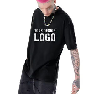 Camiseta de Manga Corta para Hombre, Talla Grande, Color Sólido, Informal, para Exteriores, con Logotipo Personalizado, 260g, Hombros Caídos, Estilo Holgado - Product Image 5