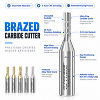 Fraise CNC TCT 3 ou 4 dents, non revêtue, HRA 92, en carbure, finition miroir, brasée sous vide, pour la découpe du MDF, du contreplaqué et du panneaux de particules