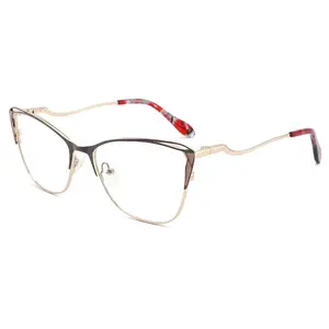 2022 lunettes à monture optique en gros mode luxe or demi-monture femmes pour lunettes de lecture