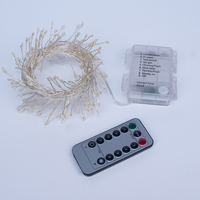 Guirlande lumineuse LED de Noël à piles, effet pétard, blanc chaud, étanche, avec télécommande pour sapin de Noël, guirlande, fenêtre, décoration de fête