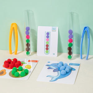 Jeu <span class=keywords><strong>de</strong></span> tri <span class=keywords><strong>de</strong></span> pompons, jouet <span class=keywords><strong>de</strong></span> motricité fine pour la reconnaissance des couleurs avec pinces et tubes à essai pour l'apprentissage précoce en classe préscolaire - Product Image 5