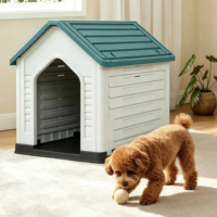 Nichoir multi-portes en plastique pour chiens et chats, extérieur/intérieur, ventilé, pour petits chiots, 66,5 cm, imperméable, lavable, 5 couleurs, jardin