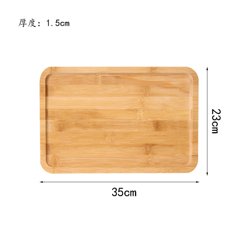 Assiette carrée en bambou, 35*23*1,5 cm