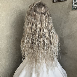 วิกผมยาวสีน้ำตาลออมเบร80สำหรับ<span class=keywords><strong>ผู้หญิง</strong></span>ผมหยิกสีบลอนด์กับ<span class=keywords><strong>ผม</strong></span>สังเคราะห์สีส้มพร้อมคลื่นลึกปกติตามธรรมชาติ - Product Image 5