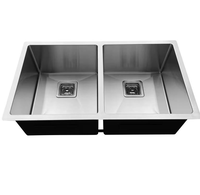 Évier de cuisine double en acier inoxydable fait main 304 SS, grand évier profond, OEM ODM personnalisé